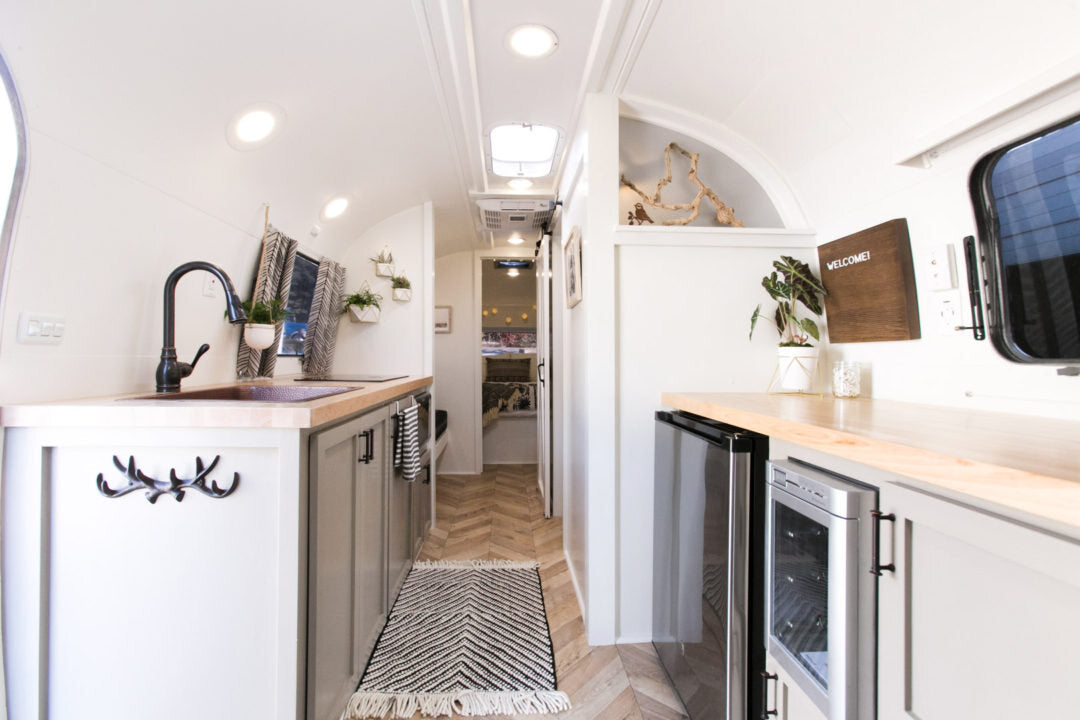 Late-model Airstream interior makeover and furniture transformation